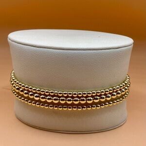 14K Gold Filled Beaded Bracelet Set of 3; Non tarnish, waterproof.